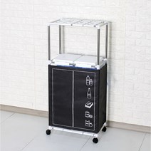 분리수거함 2P 2단 + 클린커버 가정용 휴지통 재활용 쓰레기통, 화이트