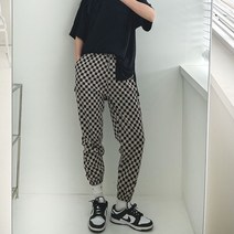 체커보드 바둑판 체크 트레이닝 밴딩 조거 팬츠 바지 (3color)