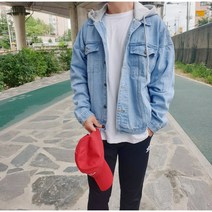 4컬러 후드 탈부착 남자 오버핏 트러커 청자켓 남자가을아우터