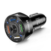 차량용 초고속 충전기 폰12 용 차량용 충전기 고속 3.0 4.0 샤오미 미 자동차용 4 포트 USB 휴대폰용, 02 4U Black
