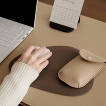 누보 마우스 패드 책상 미끄럼 방지 마카롱 컬러 논슬립 가죽 마우스패드 데스크 인테리어, 코코아 브라운