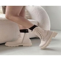 옷자락 [옷자락] 여자 가을 유니크 사이드 레이스업 워커 부츠