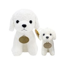 기프트앤돌 진짜같은 리얼 토이푸들인형 애착 동물 강아지인형, 화이트 가방고리13cm & 중형인형 25cm