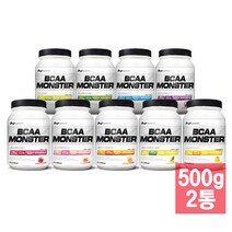 BUP BCAA몬스터 500g 2통 소다맛/파인애플/레몬/포도/복숭아/사과/오렌지/체리/망고 아미노산 헬스보충제 BCAA, 사과, 소다