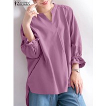 플레어 슬리브 솔리드 프릴 블라우스 캐주얼 루즈 봄 휴가 v 넥 보헤미안 빈 지 스