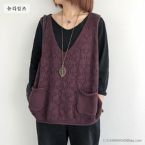 중년여성 봄가을 빅사이즈 니트조끼 3R892