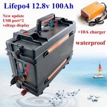 12v 100Ah 딥 사이클 Lifepo4 리튬 철 인산염 배터리 BMS 내장 골프 카트 EV RV 태양 에너지 저장 + 10A 충, 02 12v 100Ah BMS 100A_01 Black