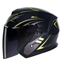 기어러스 스프린터헬멧 초경량 오픈페이스 헬멧 오토바이헬멧 스쿠터헬멧 반모헬멧 1100g 원터치 썬바이져 내장 GEARUS, 유광 블랙/네온, XL, 스모크쉴드