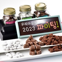 2023 파이팅 카드와 아망드 쇼콜라 모카 2단 수제 초콜릿 발렌타인데이 화이트데이 단체 답례품 선물용 초콜렛 선물 세트, 1세트