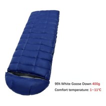 구스침낭 95 Goose Down Sleeping Bag 캠핑 슬리핑 백 여행용 가방 하이킹 겨울 초경량, 03 blue-400g, 1개