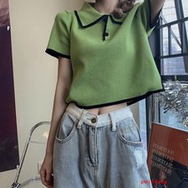 높은 허리 짧은 반소매 재킷 짧은 소매 티셔츠 여성