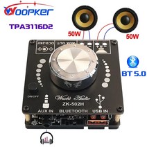 파워 앰프 스피커 리시버 Woopker 블루투스 5.0 tpa3116d2 디지털 전원 오디오 증폭기 보드 100wx2 50wx2 amp 스테레오 홈 시어터 aux 502h, 502h 50wx2
