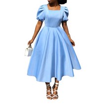 베트남원피스 동남아 원피스 괌 다낭 휴양지룩 발리 하와이 해외여행여름옷 동남아여행룩 세련된 아프리카 여성 드레스 스퀘어 넥 퍼프 슬리브 투투 이브닝 복장 로브 그랜드 테일