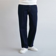 디벨로 남성용 핀턱 롱 와이드 생지 데님 팬츠