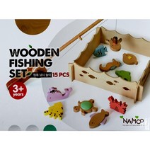 나무(NAMOO) 원목 낚시놀이 자석낚시 조립완구 물고기10종포함 (소량재고)