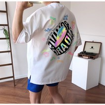 오버핏 ARCV 유령 스카치 옆 트임 반팔티셔츠 4color