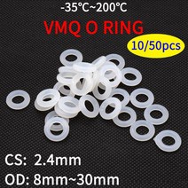 고무오링 VMQ-O 링 씰 개스킷 두께 CS 2.4mm OD 8 30mm 실리콘 고무 절연 방수 와셔 원형 흰색 논토시 10 개, [23] OD 30mm, [01] WHITE, [01] 2.4mm
