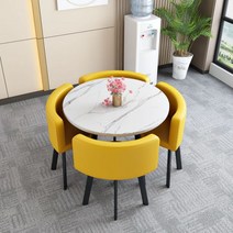 북유럽 4인용 대리석 세라믹 원형 스퀘어 테이블세트 가죽의자 거실라운지식탁 홈카페, L