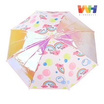 레인보우 홀로그램 우산 53 여아 아동 유아 어린이 키즈 초등 학생 선물