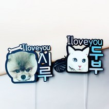 귀욤 애완얼굴 토퍼제작 댕댕이 야옹이 집사 생일파티용품 강양이 생파장식 메세지픽 반려인, 카톡전송