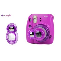 Fujifilm Instax Mini 9 필름 인스턴트 카메라 케이스 가방 Polaroid Instax Mini 9 8 + 8 용 어깨 끈이있는 PU 가죽 커버, 전용 렌즈 퍼플, 하나