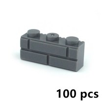 중국레고 MOC 부품 빌딩 블록 두꺼운 벽 인물 벽돌 도시 액세서리 Sandbags 계단 사다리 DIY 울타리 98283, 06 dark gray 1X3 100pcs