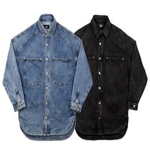 오버핏 청 데님 셔츠자켓 남녀공용