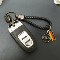 그린텍 아우디 키링 핸드메이드 가죽 위빙 A3 A4 A5 A6 A7 TT Q3 Q5 Q7, 아우디 엠블럼 위빙키링-체크레드