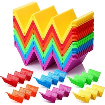 미국발송 Nuogo 48팩 다채로운 타코 홀더 스탠드 플라스틱 대형 트레이 플레이트 각 랙 서버 하드 토르티야 파티 플래터 식기 세척기 전자레인지 사용 가능140166