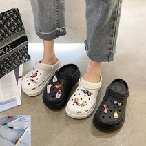 콤마슈 여름 여성 키높이 통굽 펀칭 슬리퍼
