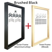 납골당액자 추모 영정사진 미니 수목장 장식 비석 사진용 금속 벽 프레임 사진 키트 DIY 골드 실버 블랙 화이트 캔버스 그림 홈 데코 아트 8 가지 색상 60x120 80x160, 8.Brushed Black - 80x170 CM