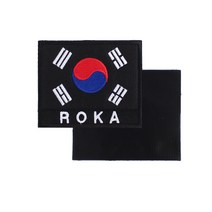 꾸니스토리 태극기약장 ROKA 검정흰사 국방 군인 군용 벨크로 패치