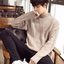 남친룩 크루넥 반폴라니트 가을 보온성 니트코디 직장인 남성스웨터