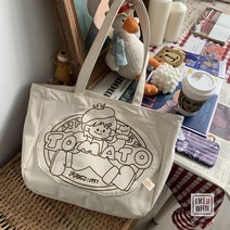 일러스트 디자인 손 숄더 쇼핑백 캔버스 학생 가방