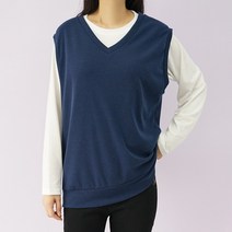 빅걸스토리 여성 빅사이즈 봄신상 팬지 브이넥 깔끔 기본 베이직 스판 조끼