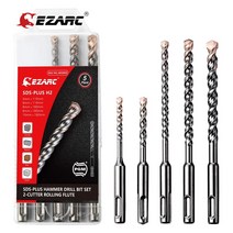 뿌레카 EZARC-카바이드 팁 SDS-Plus 로타리 해머 드릴 비트 5 개 2/4-커터 콘크리트 석조 벽돌 및 타일, 02 2-Cutter 5pcs Set_01 라운드