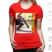 스키 70 년대 스타일 티셔츠 남성 코튼 6xl 슬라롬 다운힐 슈퍼 G 린지 본 스노우 아이스 파우더 부츠 폴, [04] XL, [23] W-Tee-Red