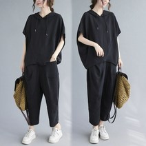 큰언니 여성빅사이즈 여름 반팔티+긴바지 투피스 세트 BS05987#