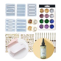 유의미한 레진아트 머리핀 만들기 키트 30pcs 중점도+램프, 실리콘머리핀키트+램프+중점도100g