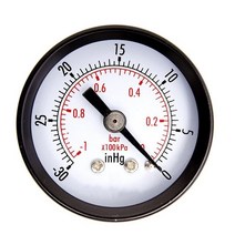 매니폴드 게이지 압력 게이지 매니폴드 압력계 1pc 1-12quot 건조 유틸리티 미니 진공 blk.steel 14quot 센터 백 -30hg0psi 테스터 측정기, WHITE