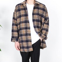 모룸 따듯한 울 모직 부클 오버핏 셔츠카라 체크자켓 2컬러