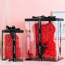 장미곰돌이 레드 핑크 25cm 40cm 로즈 베어 곰돌이 꽃 여자친구 기념일 생일 크리스마스 선물, 40cm 레드+하트