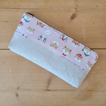 기타 바보사랑[나미꼬의퀼트카페]간단한 필통만들기 패치워크 지퍼 필통 핑크시바, 1개