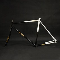 픽시 자전거 가벼운 INTRO7 고정 기어 자전거 프레임 레트로 트랙 단일 속도 세트 700C 스틸 소재 픽시, 02 Black White_02 53cm