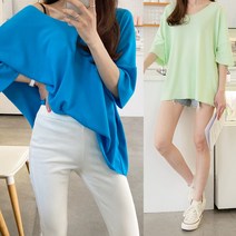 하늘바라기 여성용 홀릭 브이 루즈 티 반팔 티셔츠