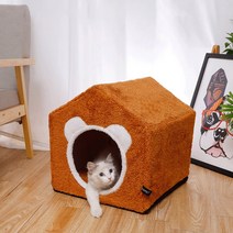 강아지 고양이 숨숨 집 애견 방석 쿠션 이지 하우스 용품, 브라운, 브라운