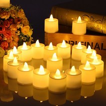 SMN LED 캔들 티라이트 초 24개 전자 촛불 전기 양초 프로포즈 기념일 파티 생일, 흰색_24개