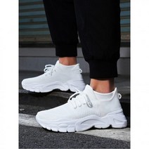 남성 못난이 운동화 니트 앞 스트랩 화이트