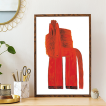 빨간말 I 김점선 그림액자 (캔버스 액자포함), 43x60cm, 마운팅베이지