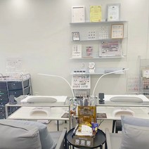 스테인레스 책걸상세트 투명유리 모션데스크 1인 2인 네일샵 전용 사이드테이블, T12-사이즈 오더메이드